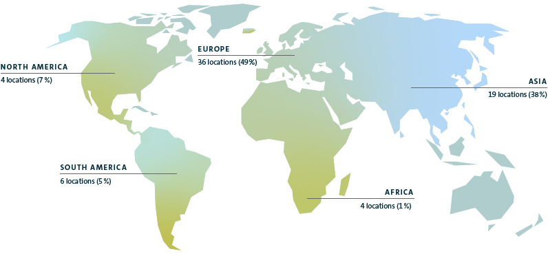 Vehicle production locations of the Volkswagen Group (map)